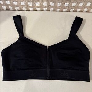 ALO Yoga Black Zip Sports Bra